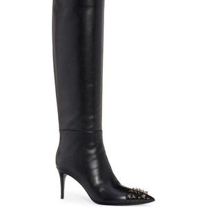 Valentino Rockstud Studded Alcove Pointed Toe Knee High Tall Heels Boots